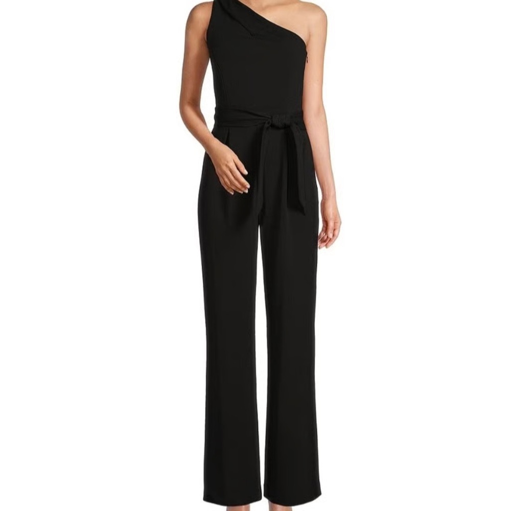 ANTONIO MELANI Black One-Shoulder Jumpsuit with Wide-Leg Pants